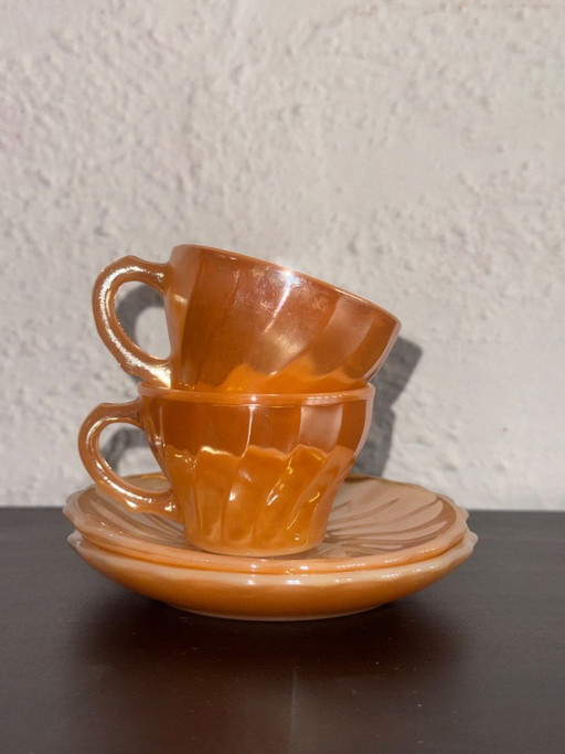 2 set vintage Fire King Kop e Schotel Van Anchor Hocking – tafelaccessoires, Glass