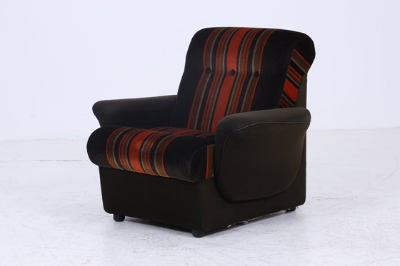 Image 1 of Vintage Fauteuil années 70 | Mid Century Tissu Fauteuil rétro années 60 #07-28