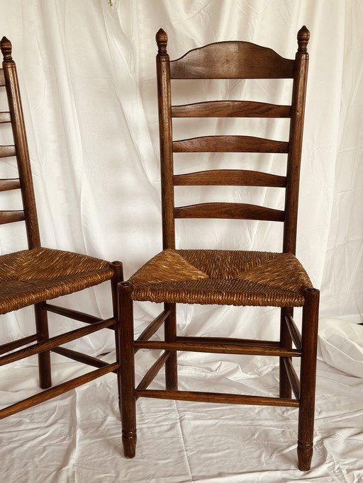 2 sedie da pranzo in vimini e legno vintage Japandi Wabi Sabi