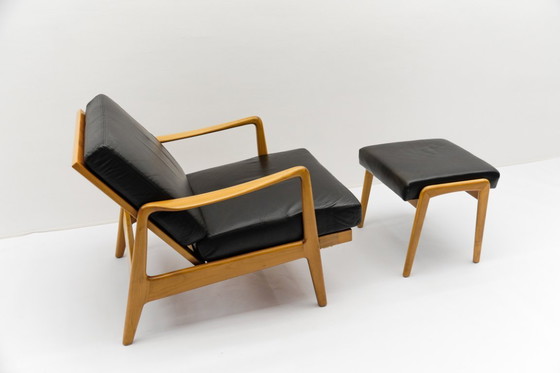 Image 1 of Set di due poltrone e un pouf in stile scandinavo moderno di metà secolo, anni '60