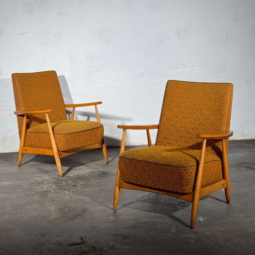 Een paar Hongaarse fauteuils, jaren 60 – Textile