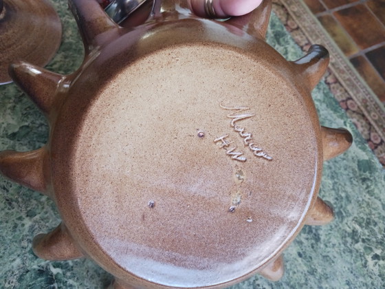 Image 1 of Vaso/lampada a olio in ceramica a forma di tulipano, fatto a mano, anni '70