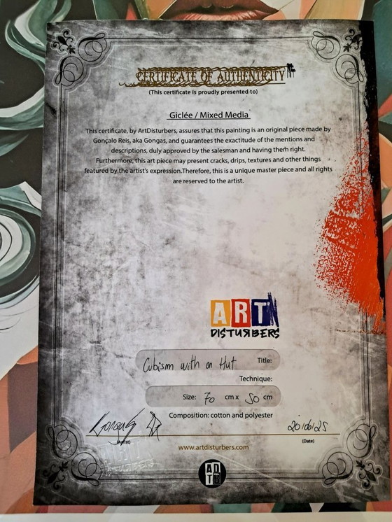 Image 1 of GONGAS - Kubisme met een hoed - Ingelijste lithografie van de kunstenaar