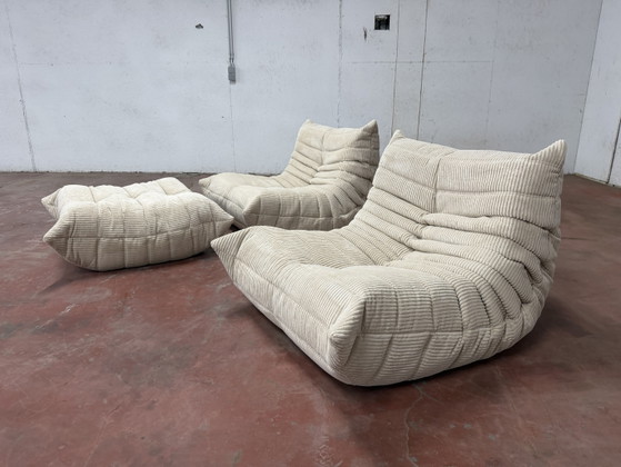 Ligne Roset Togo 2x 1zit + Ottoman in Beige Corduroy Nieuwstaat 10/10!! – Fauteuils, Textile (photo 4 of 15)