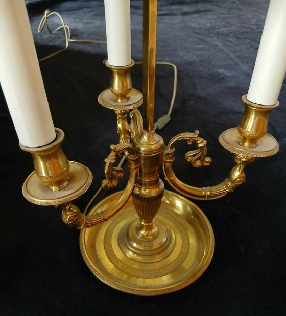 Exceptional Empire Style Bouillotte Lamp, Swan, Lucien Gau - Perfect Condition * – Table lamps, Metal, Brass (photo 4 of 14)