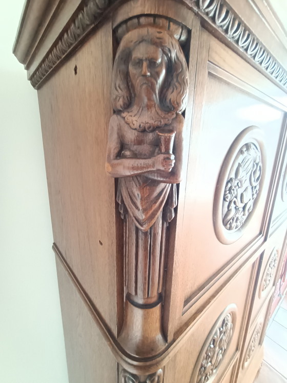 Image 1 of Meuble Art Déco en chêne avec de magnifiques panneaux à motifs