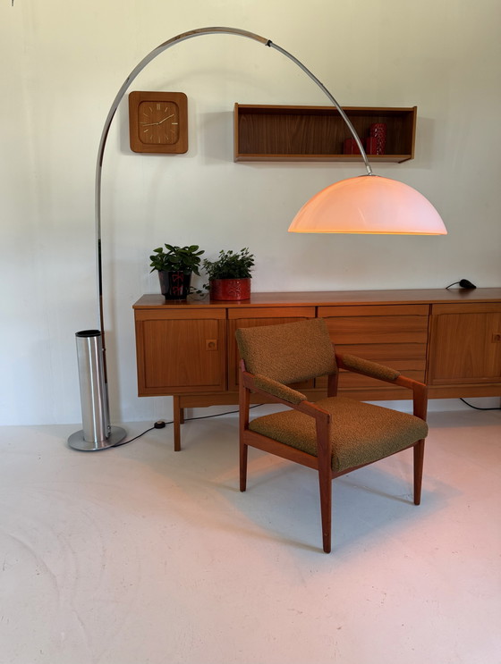 Image 1 of Vintage XXL chromen booglamp, Italië ‘70