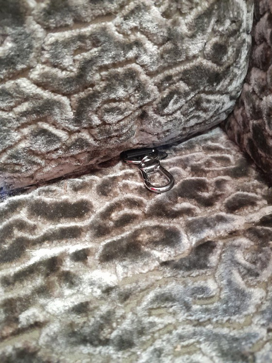 Donghia Sessel & Ottoman, Samt, Stoff, Rot, Classicisme (Foto 6 von 7)