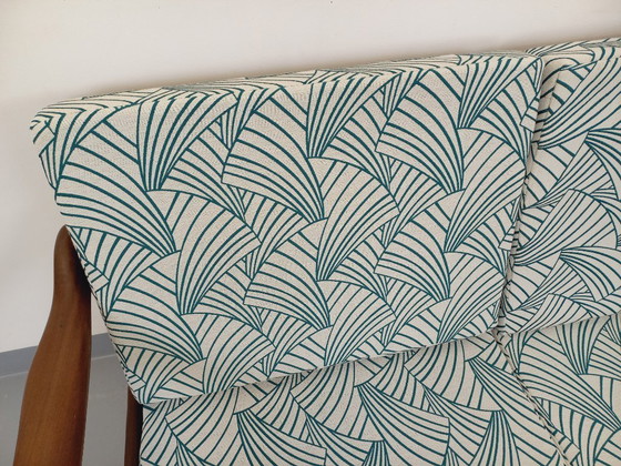 Image 1 of Arne Wahl Iversen voor Komfort 3-zits Scandinavische vintage bank in teak en stof uit de jaren 60