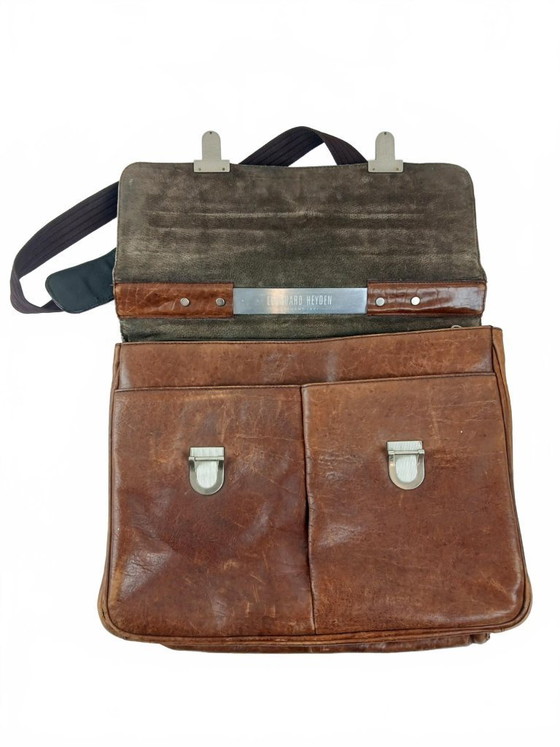 Image 1 of Vintage Leonhard Heyden Leren Brieventas / Laptoptas – Bruin