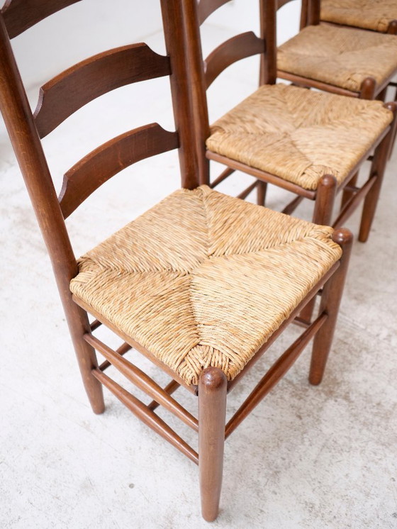 Image 1 of 4 timeless wooden and straw chairs