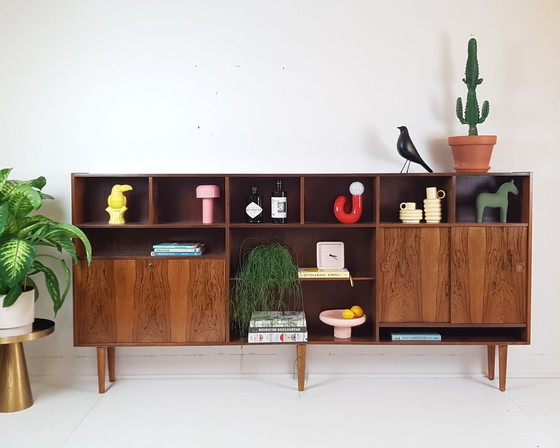 Image 1 of vintage Deense wandkast | vakkenkast palissander hout