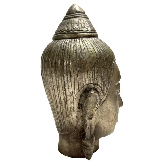 Tête de Bouddha Thaïlandaise Vintage en Bronze - Buste Style Sukhothai - 19 cm – Sculptures, Brass (photo 4 of 10)