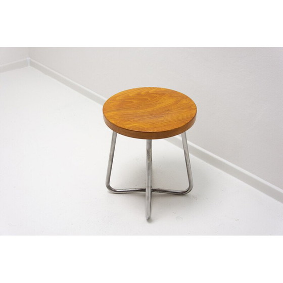 Image 1 of Tabouret tubulaire Bauhaus vintage de Robert Slezák, Tchécoslovaquie, années 1930