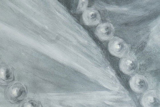 Image 1 of Evelyne Baget, Gemäldedetail eines Porträts einer jungen Frau. Zeitgenössisch.