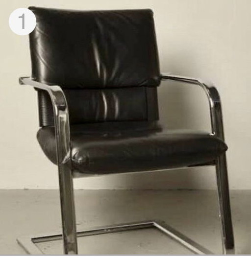 Poltrona/sedia da ufficio Vitro Mario Bellini – Vitra, fauteuils, Chrome, Leather