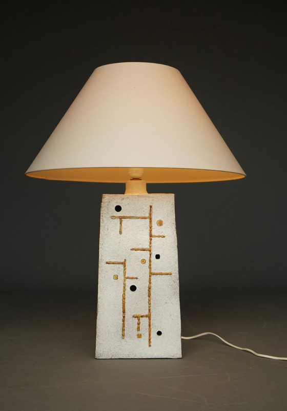 Mid-Century Ceramic Table Lamp With Abstract Design, 1970s (photo 10 of 16)