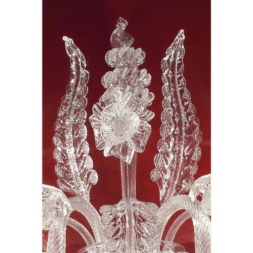 Applique da parete floreale in vetro di Murano trasparente imperiale veneziano