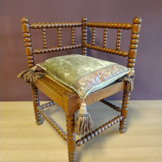 Image 1 of Sedia Bobbin vintage - sedia con pomelli - con cuscino - 42x42x68 cm (LxPxA)