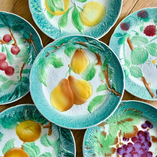 1922 KG Lunéville Badonviller Barbotine Fruit Plates