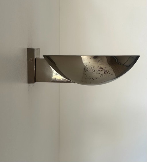 Vintage modernist wall lamp, chromed metal, Belgium 1970
