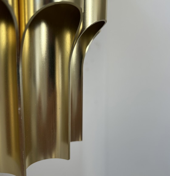 Image 1 of Lampada da parete vintage curva Karlby &quot;Pan&quot;, ottone, Lyfa Danimarca 1960