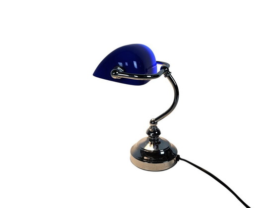 Image 1 of Lampe de banquier - style Tiffany - métal - opaline - années 90