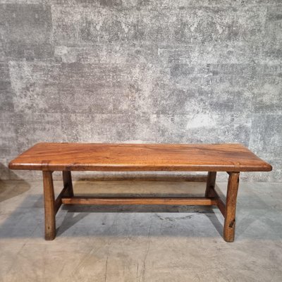 Image 1 of Vintage jaren 70 Brutalist coffee table salontafel uit Acacia hout