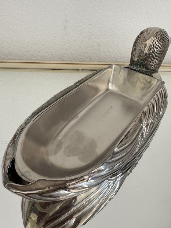 Image 1 of Gänseleberplatte zoomorph versilbertes Metall