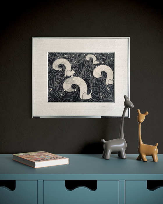 Image 1 of Pierre-Francois Vaysse - Art Brut circa 1970 - Tinta china - enmarcado