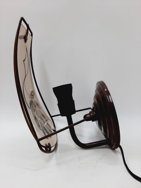 Image 1 of  Vintage wall light sconce with ornate glass shade