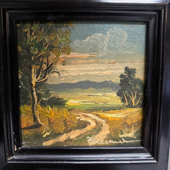 Image 1 of Paintings on board of summer and autumn, 20th century