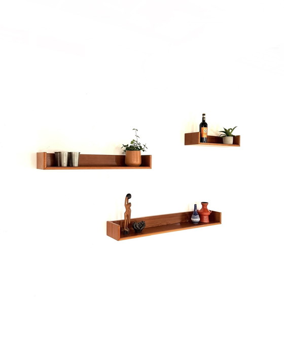 Image 1 of Set di 3 mensole da parete galleggianti vintage anni '60