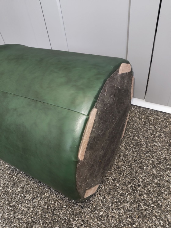 Groene vintage poef / hocker, Hockers en poefs, Skai (foto 7 van 7)