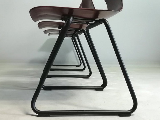 Image 1 of 4x sedia laterale FLÖTOTTO PAGWOOD set di sedie anni '70 nere VINTAGE design industriale seduta modellata