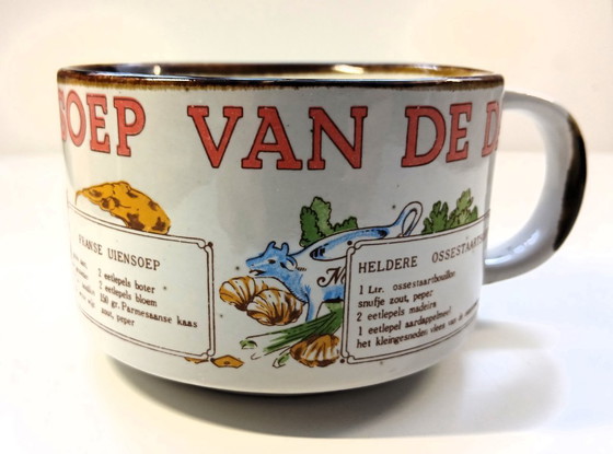 Image 1 of (W007) Complete vintage set of 6 soup bowls with recipes – 70s retro classics