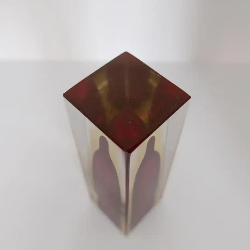 Vintage Small Geometric Vase, Purple Sommerso Murano Glass, Flavio Poli Style