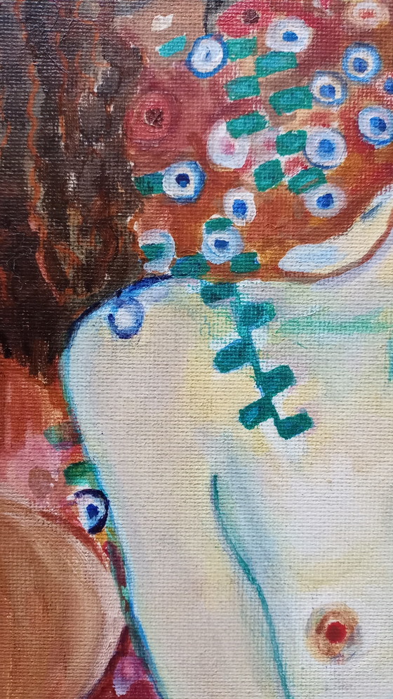 Image 1 of T. van Steenbergen Nach Gustaf Klimt, kleines Ölgemälde