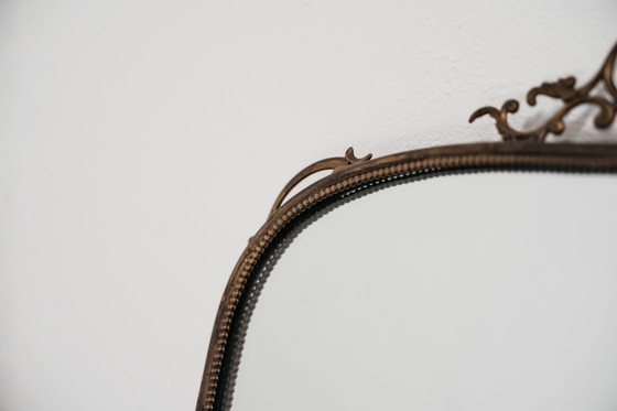 Image 1 of Mid-Century Brass Mirror 1950s Design Vintage Mirror Brass