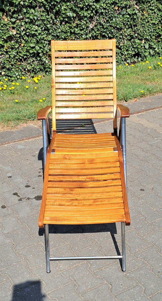 Image 1 of Stylist-Line Deckchair/Lounging Chair with Detachable Footrest and Cushion