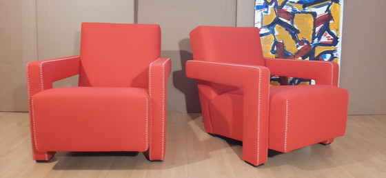 Image 1 of Cassina 2 Poltrona 637 Utrecht Nuova Mai Usata Lampo Rosso Lana 13L