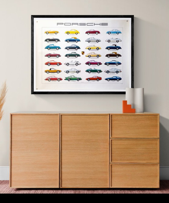 Image 1 of 🏁 Porsche History: Sportwagen 1948–1977 – c. 1977 – Original Poster by Ken Rush |  Lithographic print | 102 × 76 cm | Germany 