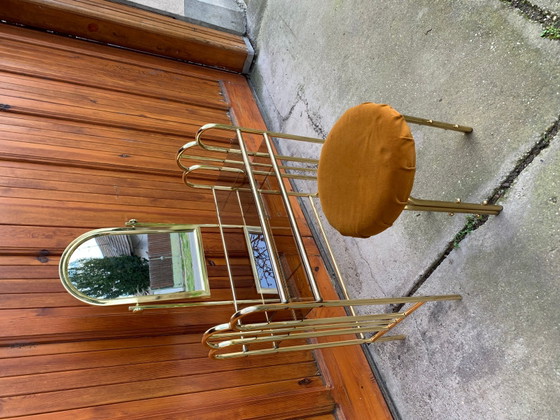 Toletta e Sgabello Vintage in Ottone, Anni '50, Set di 2 – Tolette (photo 3 of 6)