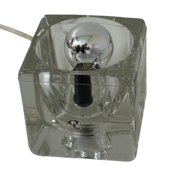 Image 1 of Peill & Putzler - Desk lamp in shape of a glass cube - Space Age / Pop Art Design - Germany - 1970’s (marked, original sticker)