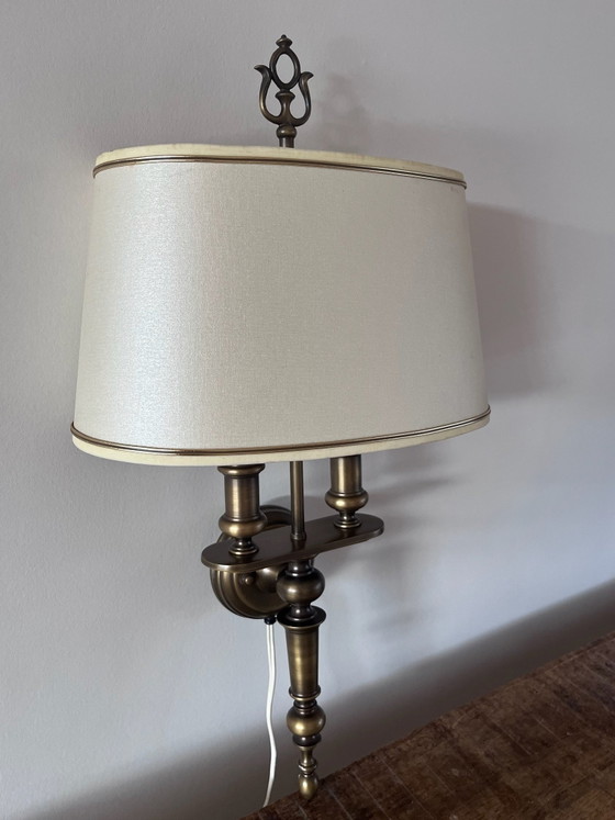 Splendida applique bouillotte doppia in ottone vintage, Crema (foto 2 di 8)