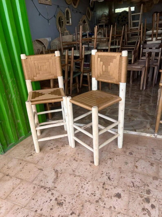 2 taburetes artesanales hechos a mano 100cmx30cmx30cm – Taburetes de bar, Cuero, Madera, Bohemian (photo 6 of 7)