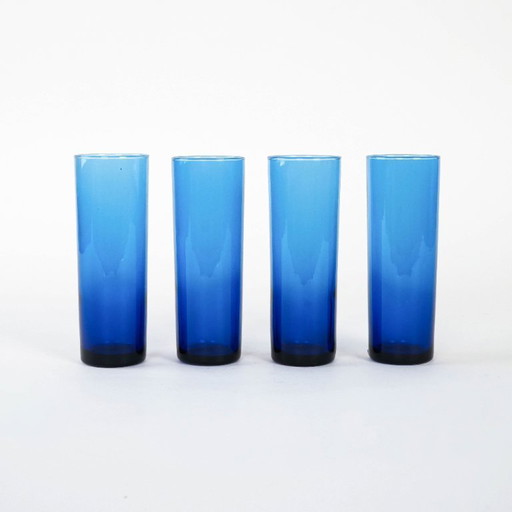Ensemble de verres cobalt, design italien, années 1970, fabriqués en Italie