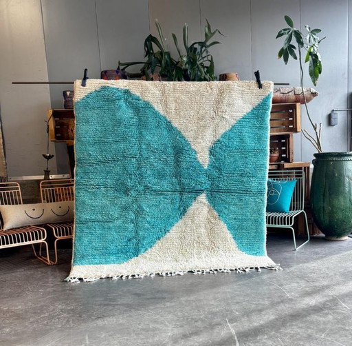 Colorful Moroccan Berber Rug 300X200cm- Authentic Handwoven Wool Carpet, Checkered Berber Rug - Beni ourain Rug - Handmade rug