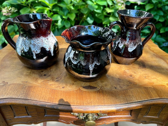 Vintage keramiek set: vaas, kan en amfora in typische jaren 70 look – Servies, Ceramic, 1970 (photo 3 of 7)