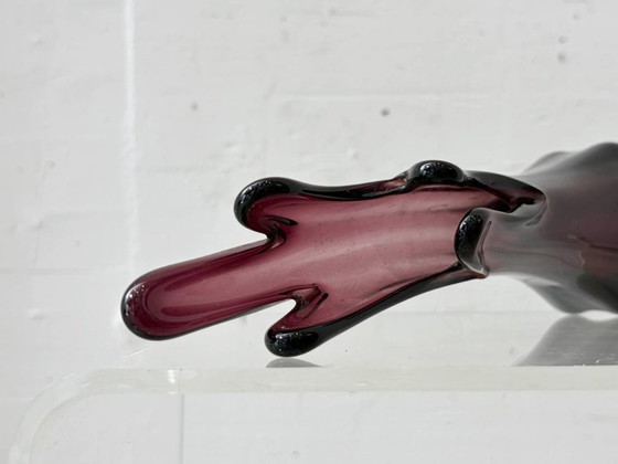 Image 1 of Vase expressif en verre de Murano violet, années 1950
